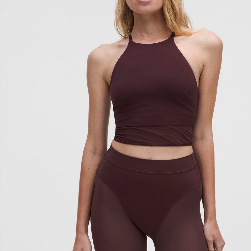 NWT Lululemon Nulu High-Neck Mesh-Hem Tank, B/C Cup in Goodnight Plum